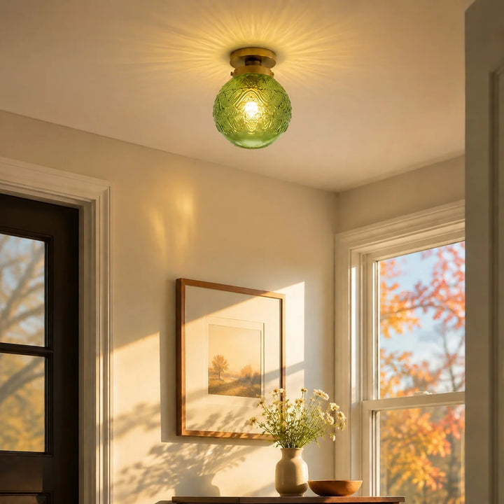 Engraved Glass Globe Ceiling Light