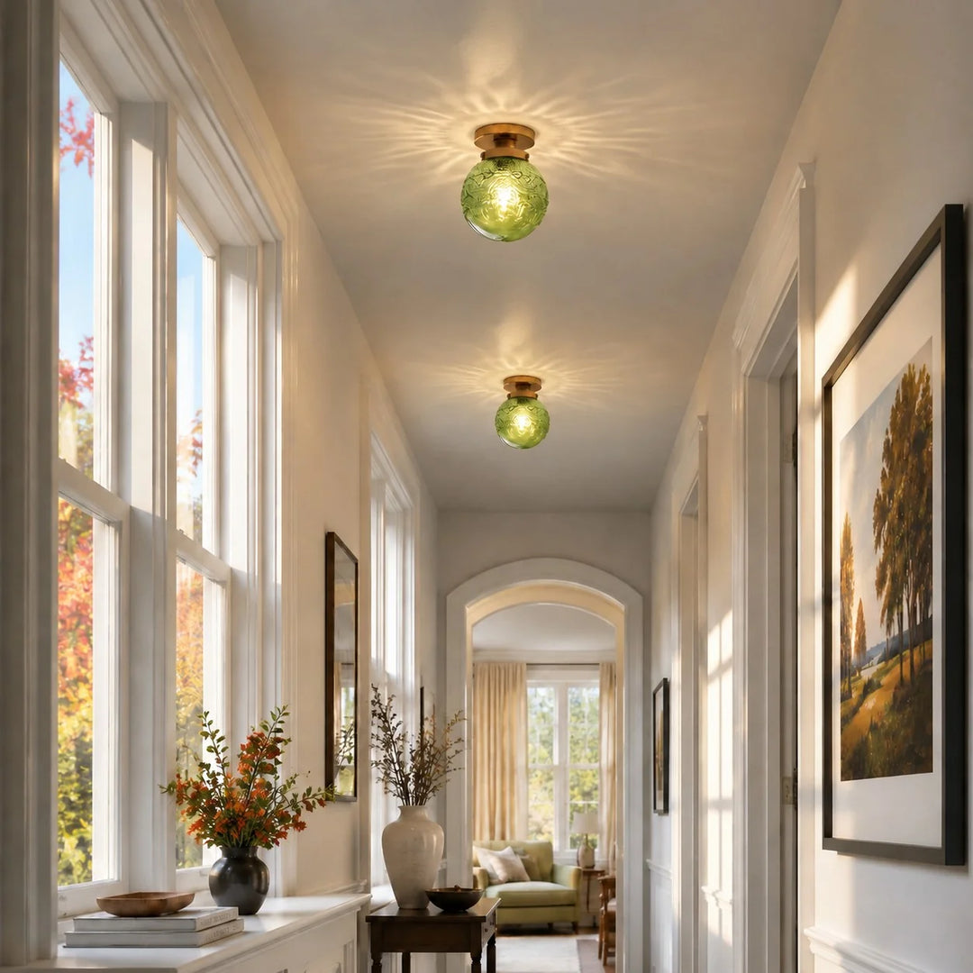 Engraved Glass Globe Ceiling Light