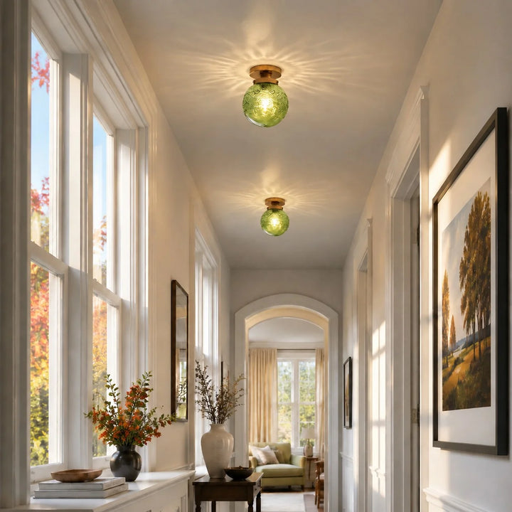 Engraved Glass Globe Ceiling Light
