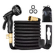 Expandable garden hose with spray gun