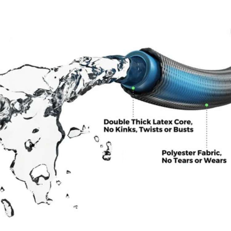 Expandable garden hose with spray gun