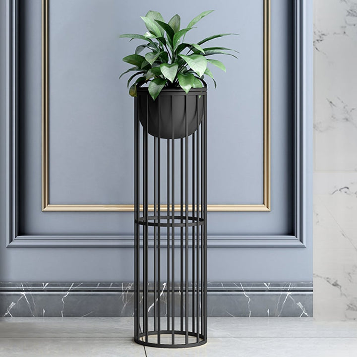 Black Metal Plant Pot with Stand