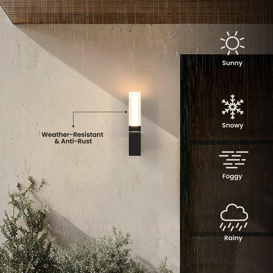 Up and Down Outdoor Wall Light | Black Aluminium Column