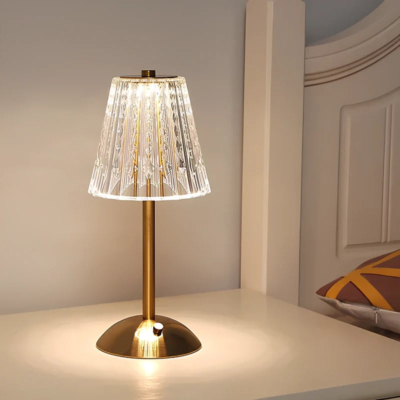 Golden Crystal Effect Touch Table Lamp