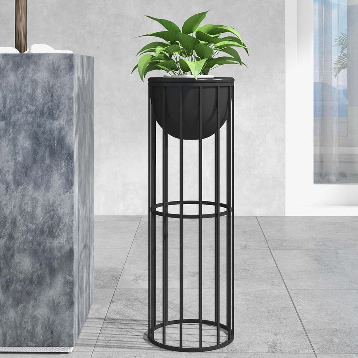 Black Metal Plant Pot with Stand