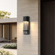 Seeded Glass Column Outdoor Wall Light | Black