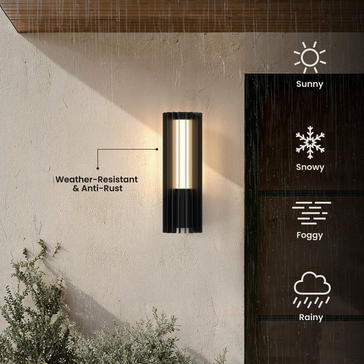 Cylinder Outdoor Wall Light | Black Steel, Up and Down