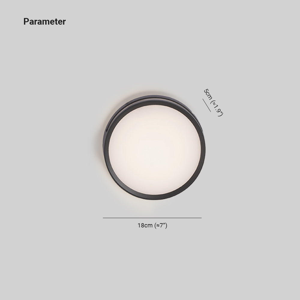 Round Outdoor Wall Light | Black Ring, Opal Diffuser
