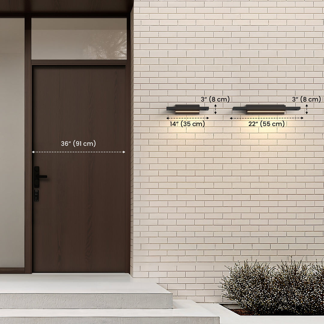 Floating Bar Outdoor Wall Light | Black Steel, 35 or 55 cm