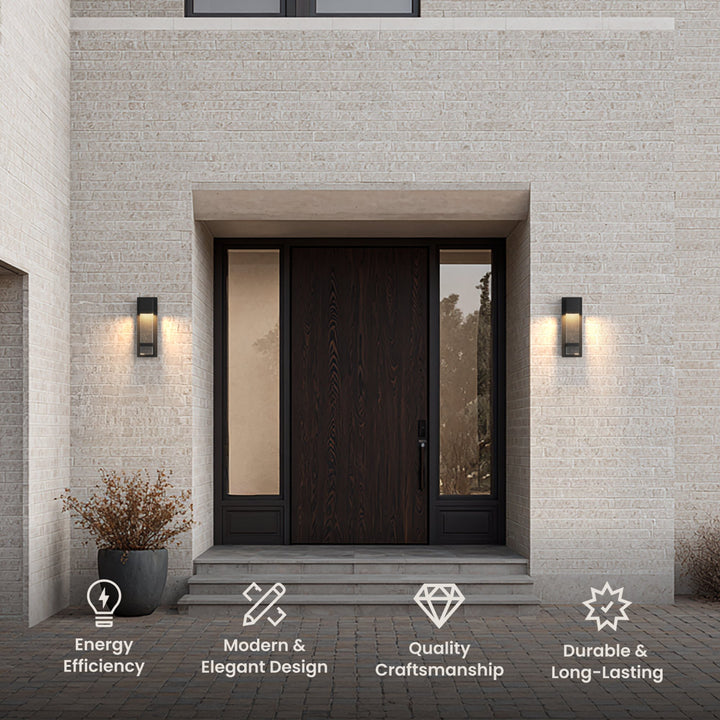 Seeded Glass Column Outdoor Wall Light | Black