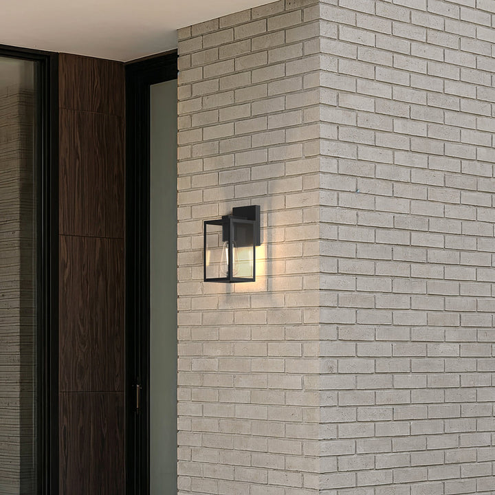 Glass Panel Outdoor Lantern | Black Steel, Warm White