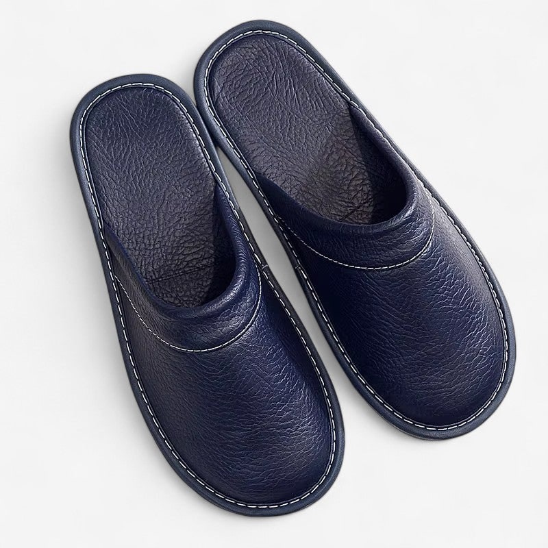 Faux leather closed-toe house slippers