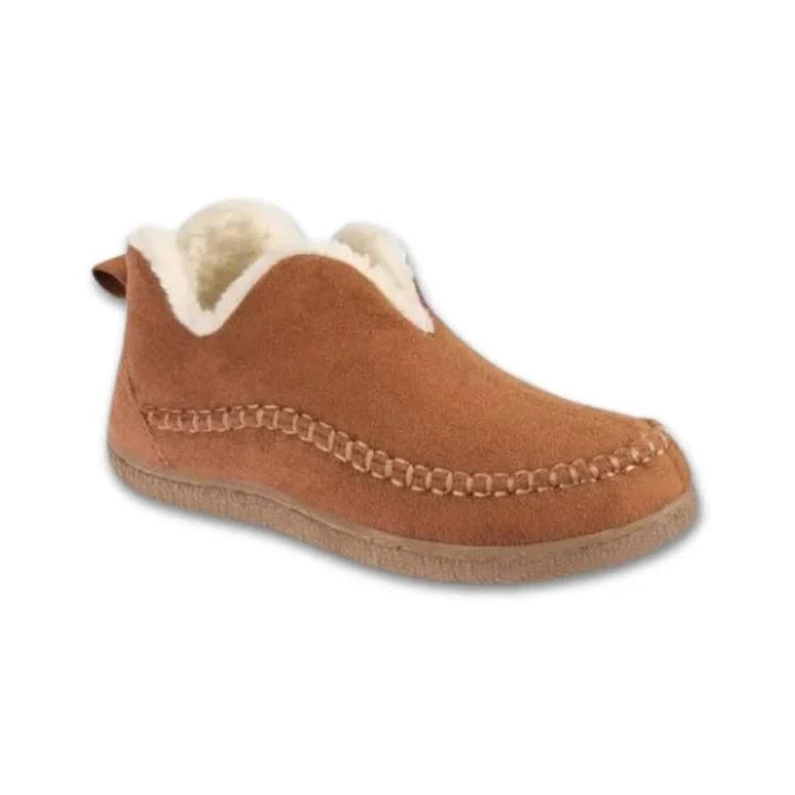 Faux suede slipper booties with sherpa collar