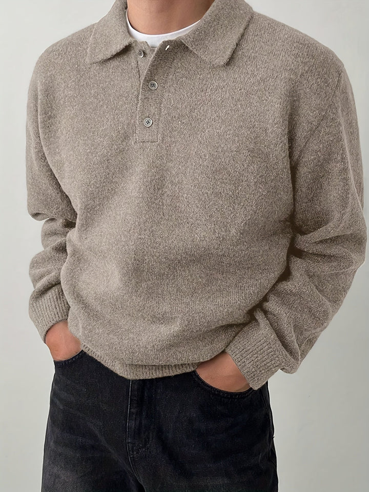 Men's Long-Sleeve Knitted Summer Polo Shirt – image 7