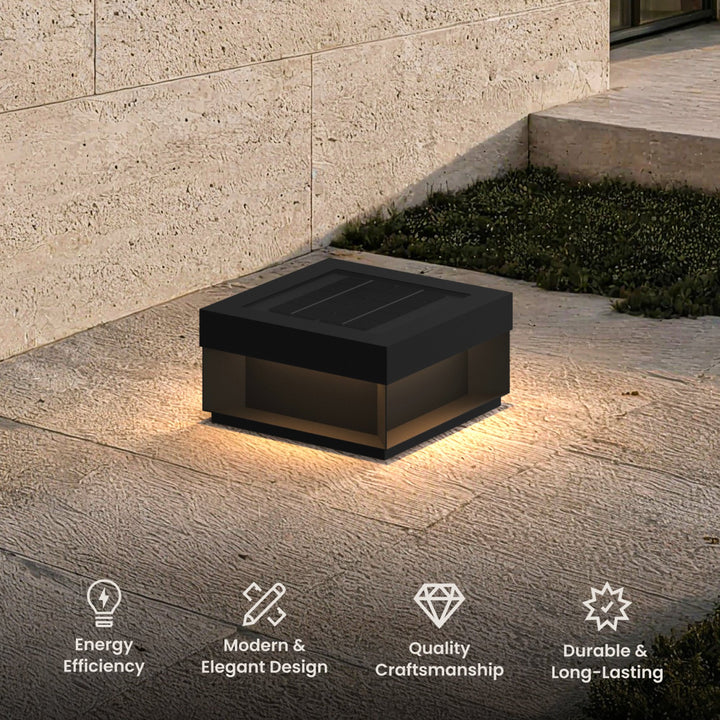 Solar Outdoor Pillar Light | Black Aluminium, 4 Sizes