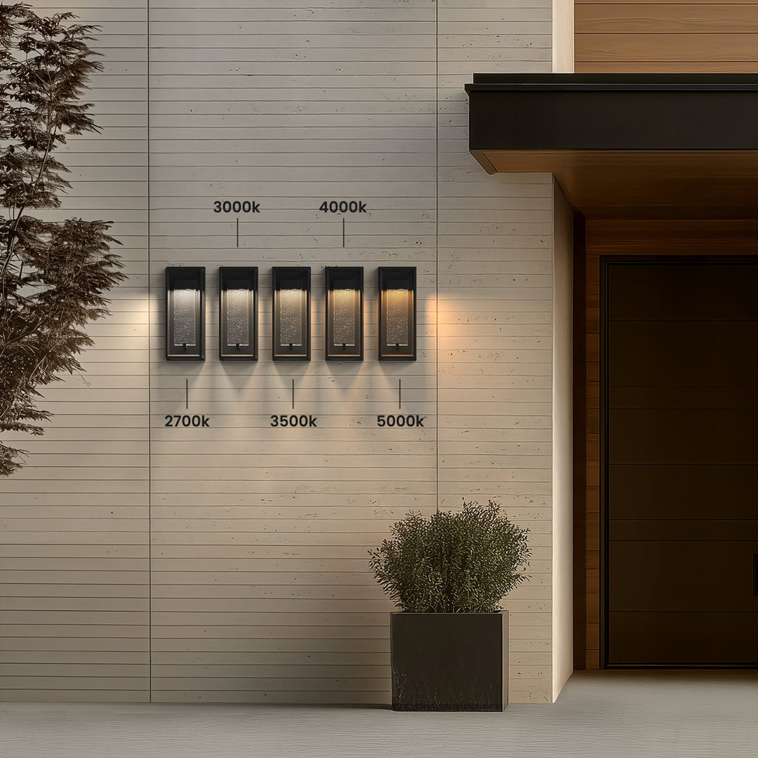 Open-Frame Outdoor Wall Light | Seeded Glass Core, Black