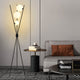 Black Tripod Floor Lamp with Three Glass Shades