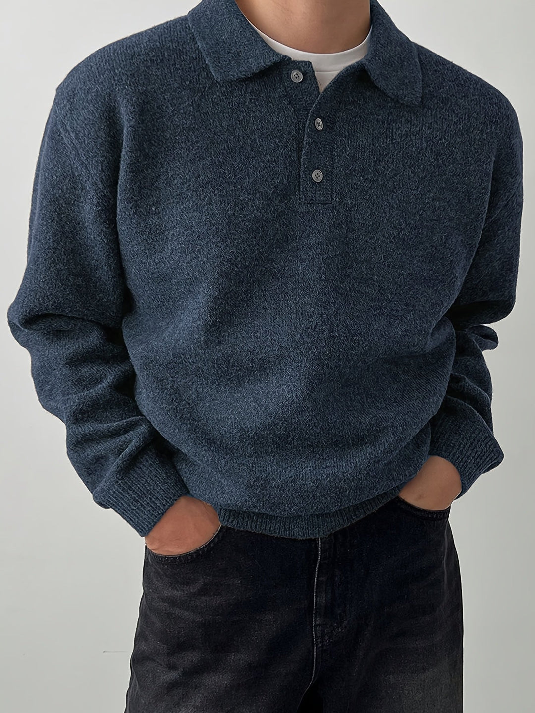 Men's Long-Sleeve Knitted Summer Polo Shirt – image 8