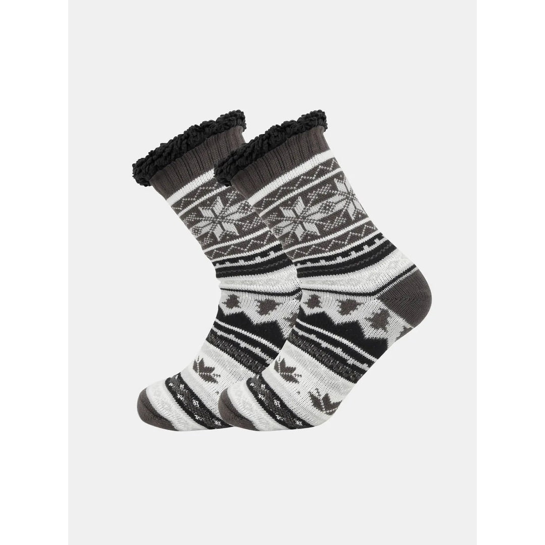 Fleece-lined knit slipper socks