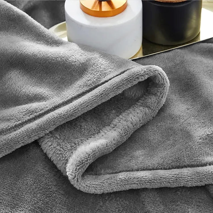Plush Fleece Throw Blanket | Grey or Coffee, Five Sizes