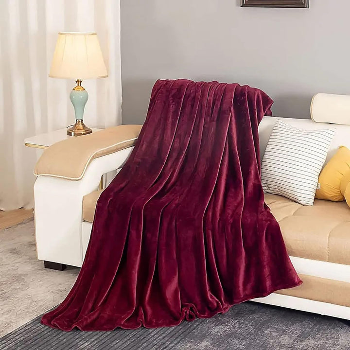 Plush Fleece Throw Blanket | Grey or Coffee, Five Sizes