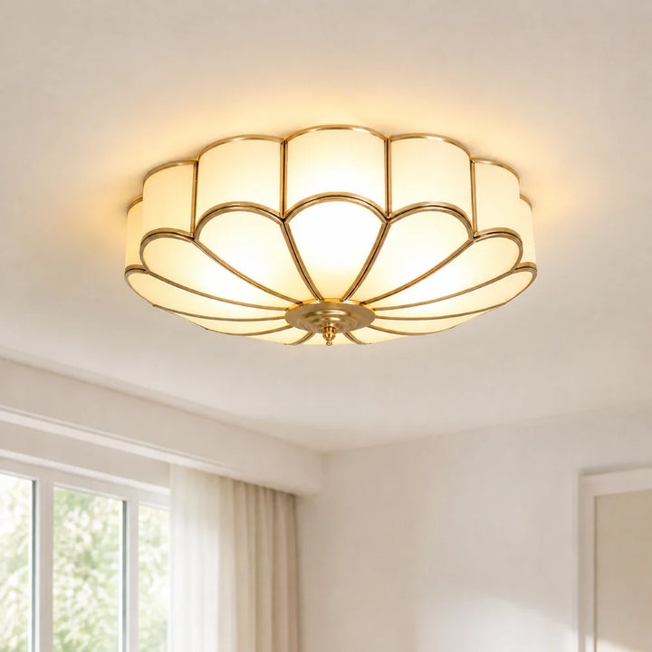 Floral Glass Flush Ceiling Light