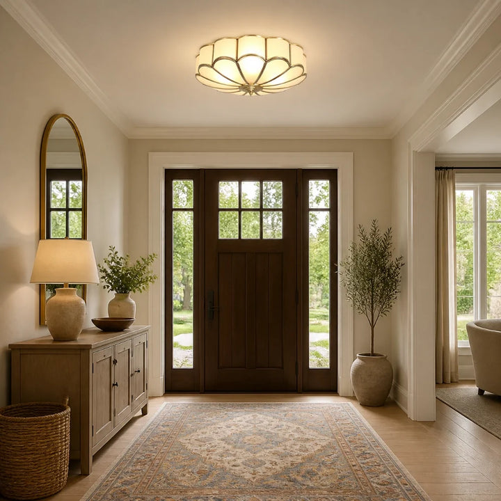 Floral Glass Flush Ceiling Light
