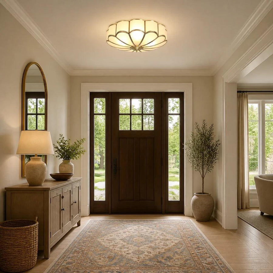 Floral Glass Flush Ceiling Light
