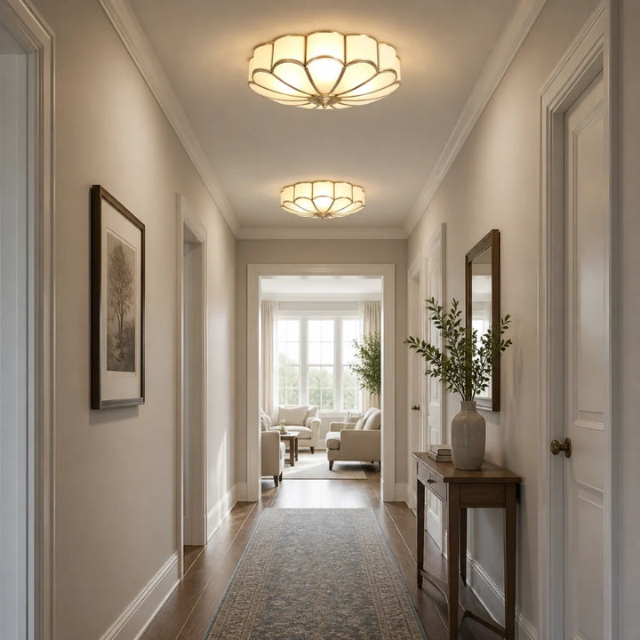 Floral Glass Flush Ceiling Light