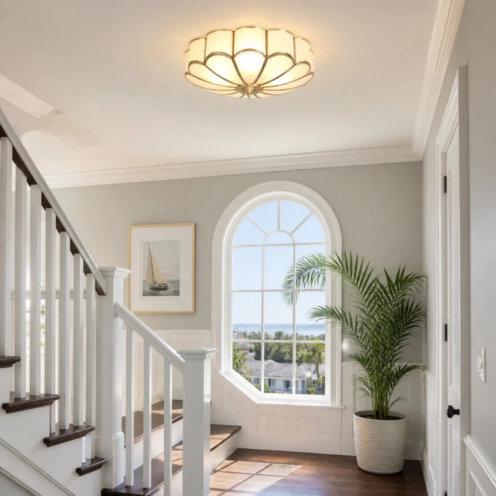 Floral Glass Flush Ceiling Light