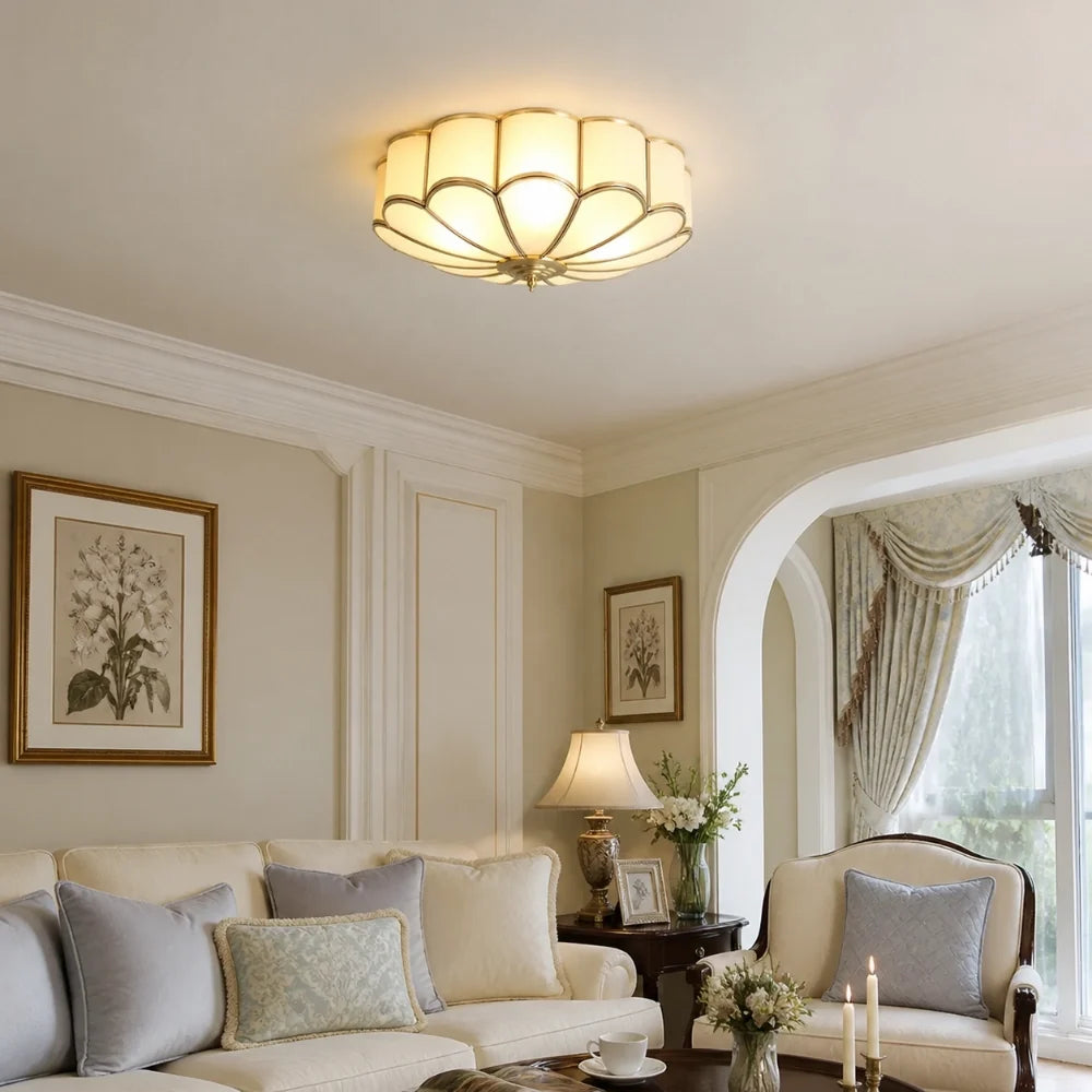 Floral Glass Flush Ceiling Light
