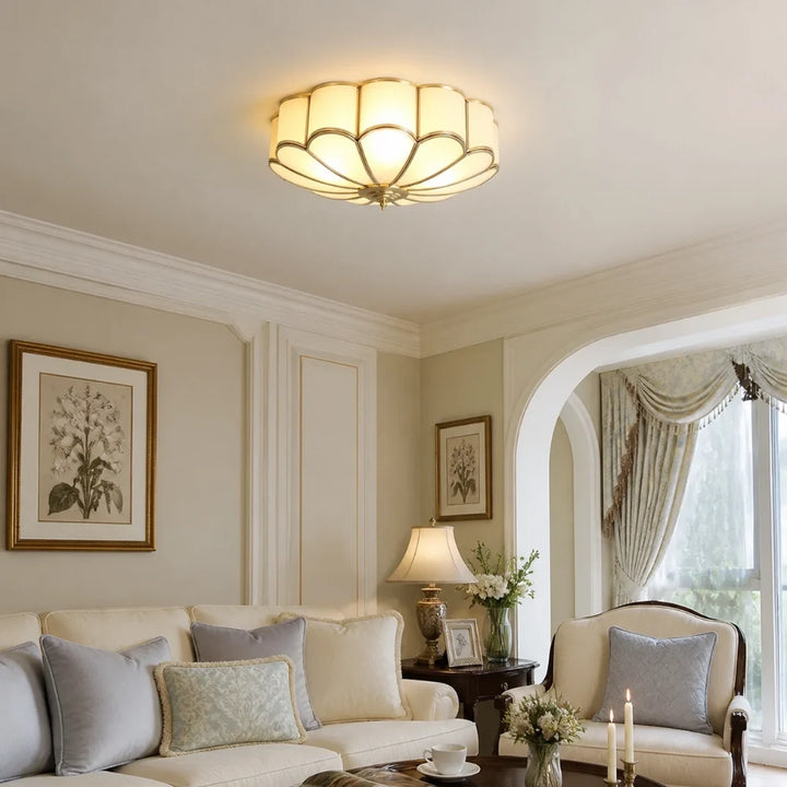 Floral Glass Flush Ceiling Light