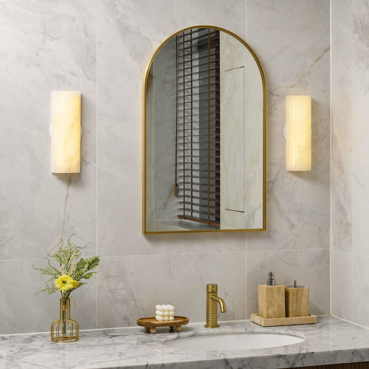 Fluted alabaster wall light