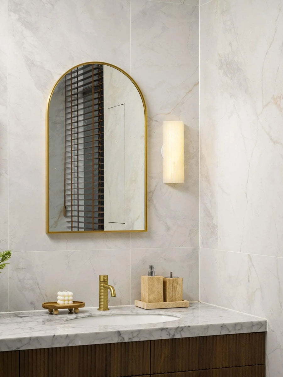 Fluted alabaster wall light