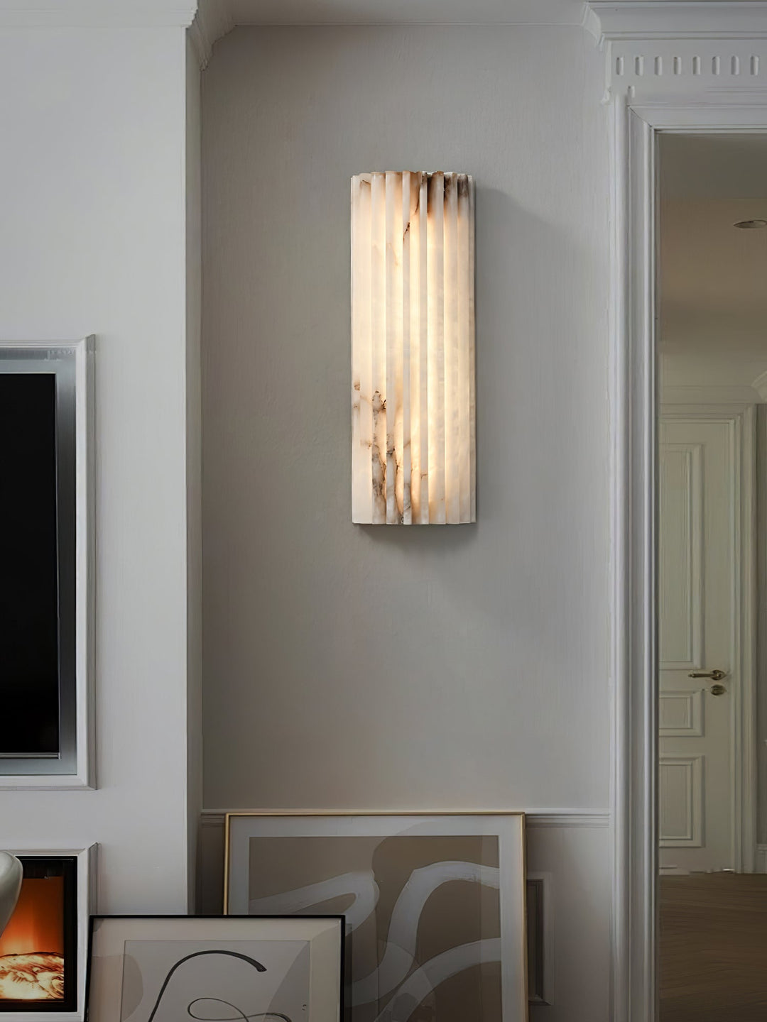 Fluted alabaster wall light