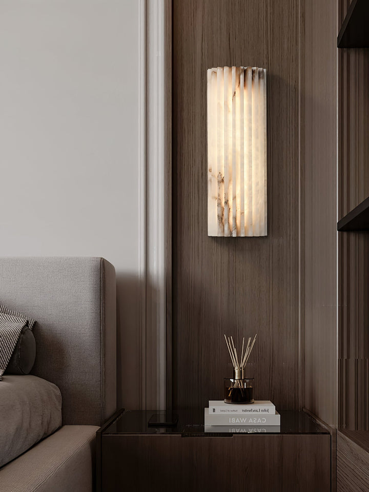 Fluted alabaster wall light