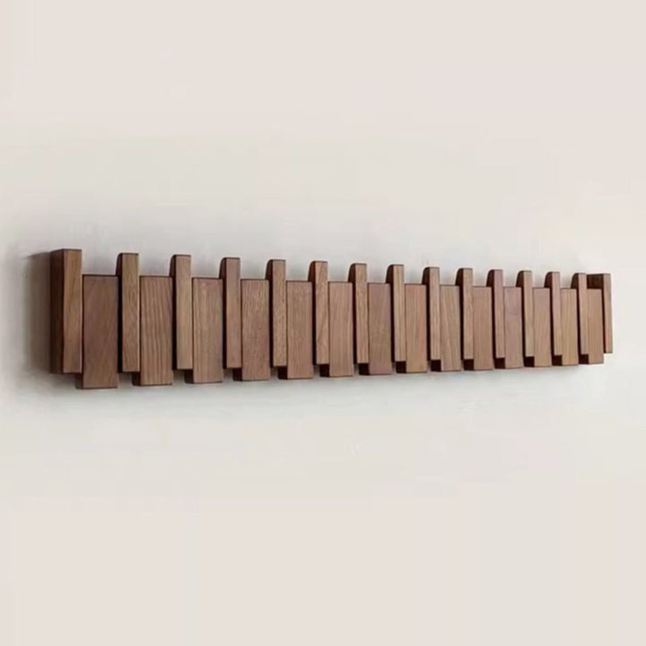 Folding piano key wooden coat rack