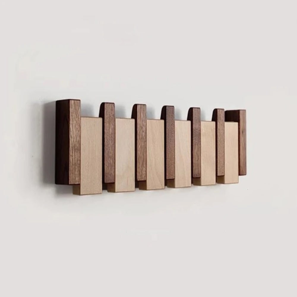 Folding piano key wooden coat rack