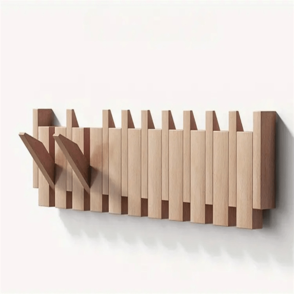 Folding piano key wooden coat rack