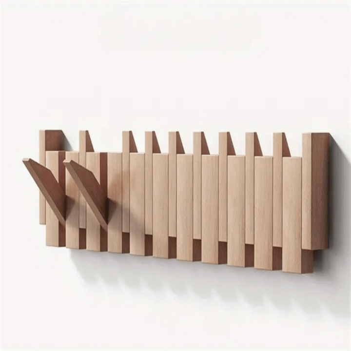 Folding piano key wooden coat rack