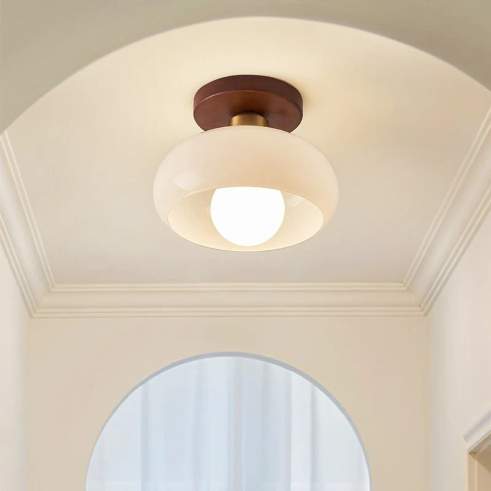 French Bauhaus Cream Ceiling Light, view 3