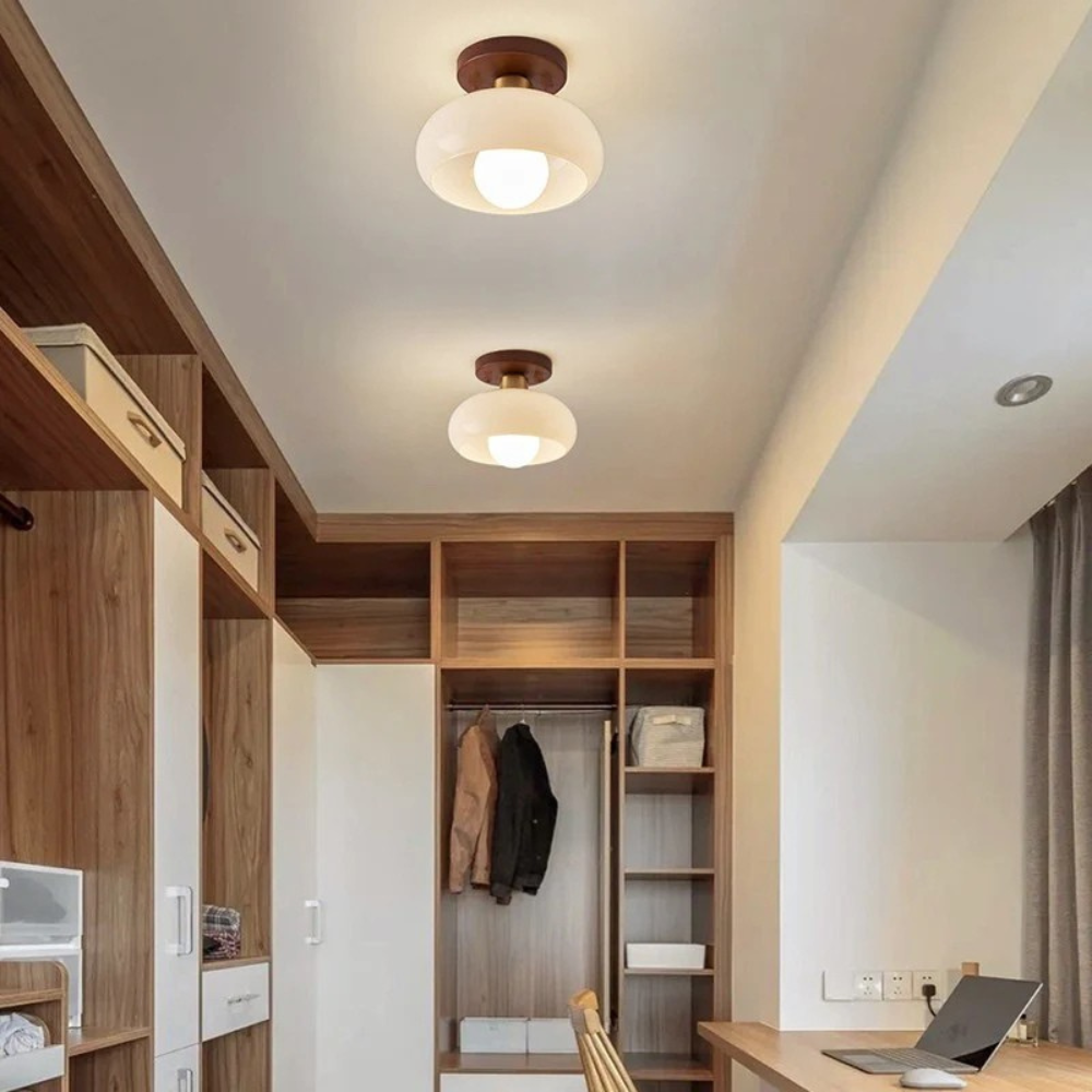 French Bauhaus Cream Ceiling Light, view 4