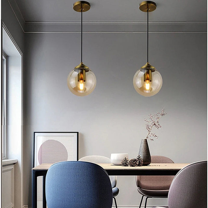 Glass and Metal Pendant Light