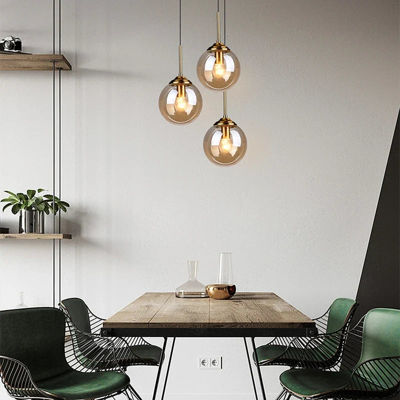 Glass and Metal Pendant Light