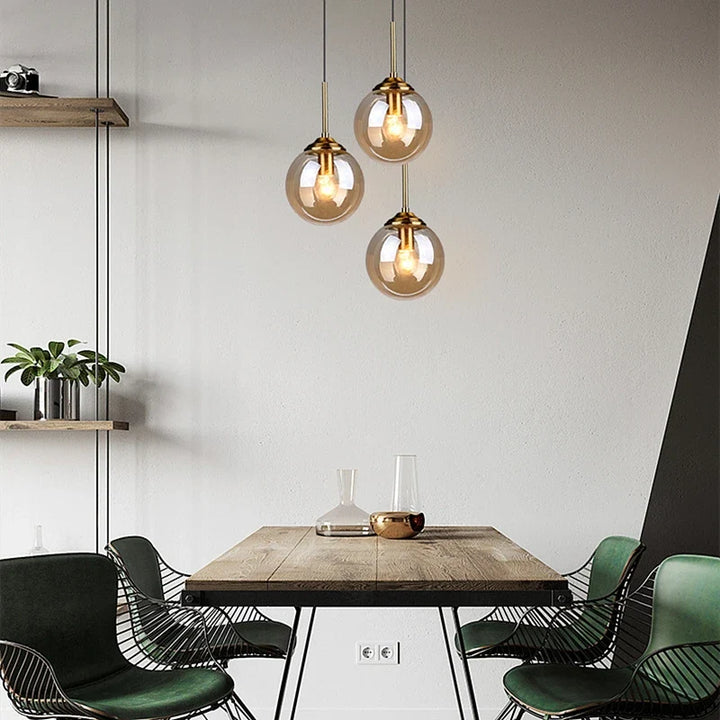 Glass and Metal Pendant Light