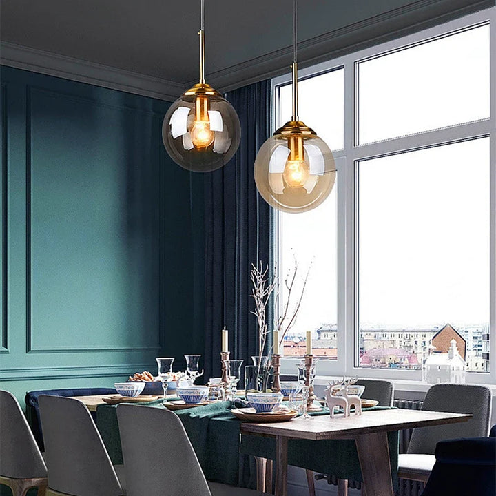 Glass and Metal Pendant Light