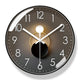 Glass front silent wall clock with abstract dial