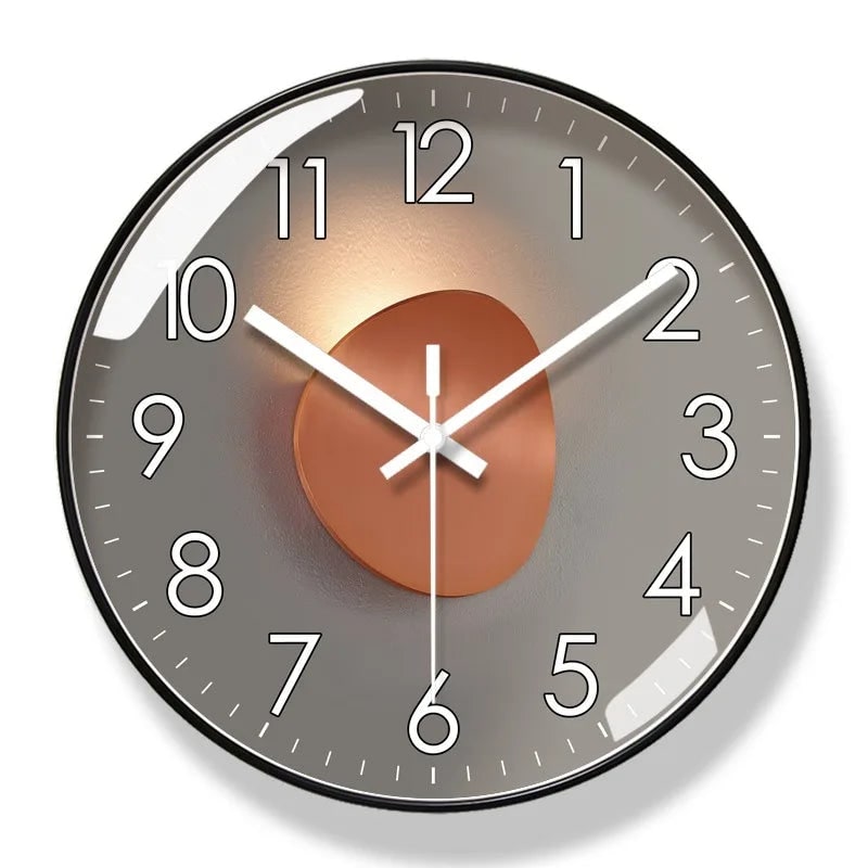 Glass front silent wall clock with abstract dial