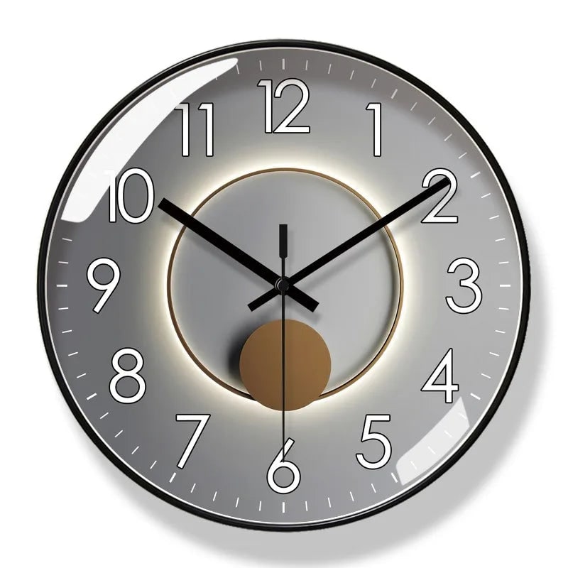 Glass front silent wall clock with abstract dial