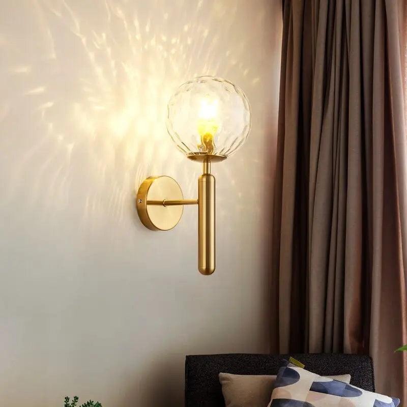 Glass Globe Wall Light | Opal or Ripple Glass, Gold or Black